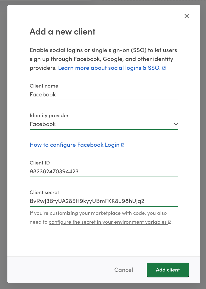 Add identity provider client